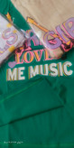 تیشرت دخترانه طرح girls love music جنس پنبه سایز ۵۵/۶۰