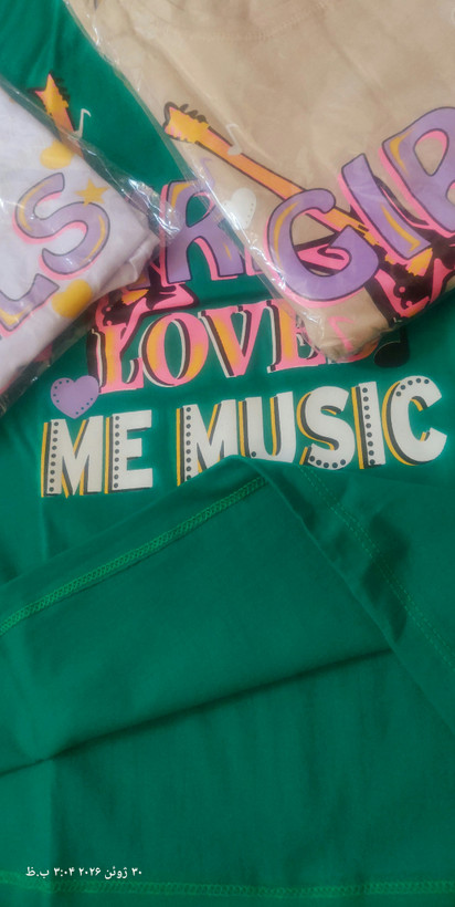 تیشرت دخترانه طرح girls love music جنس پنبه سایز ۵۵/۶۰